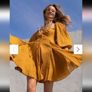 FREE PEOPLE MARIGOLD YELLOW MINI DRESS SIZE XS